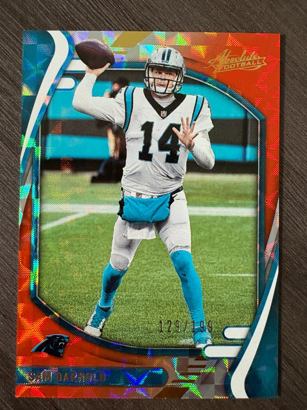 2019 Panini Absolute Sam Darnold Spectrum Orange Mirror Foil #10 serial /75
