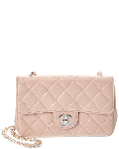 Chanel Pink Lambskin Leather Cc Flap Mini Shoulder Bag (Authentic Pre-Loved)