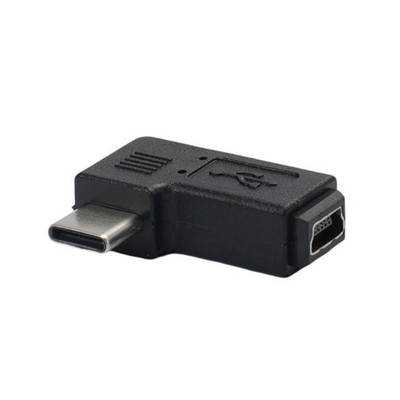 Mini USB Female to USB C Male Converter 90 Degree Type-C to Mini USB Adapter