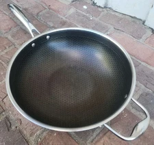 HexClad Hybrid 12” Wok Nonstick Frying Pan NO Lid, GOOD!!