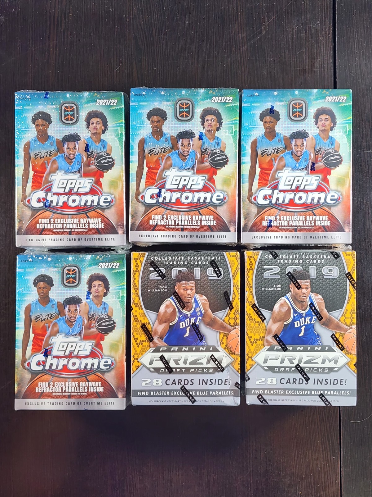 (6) Box Lot Basketball 2021 OTE 2019 Prizm Draft Blaster Rare Auto Sealed Packs view 1