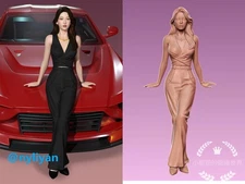 1/35 1/43 1/64 1/87 Miniature Cool Girl Beauty Scene Props Figure For Cars