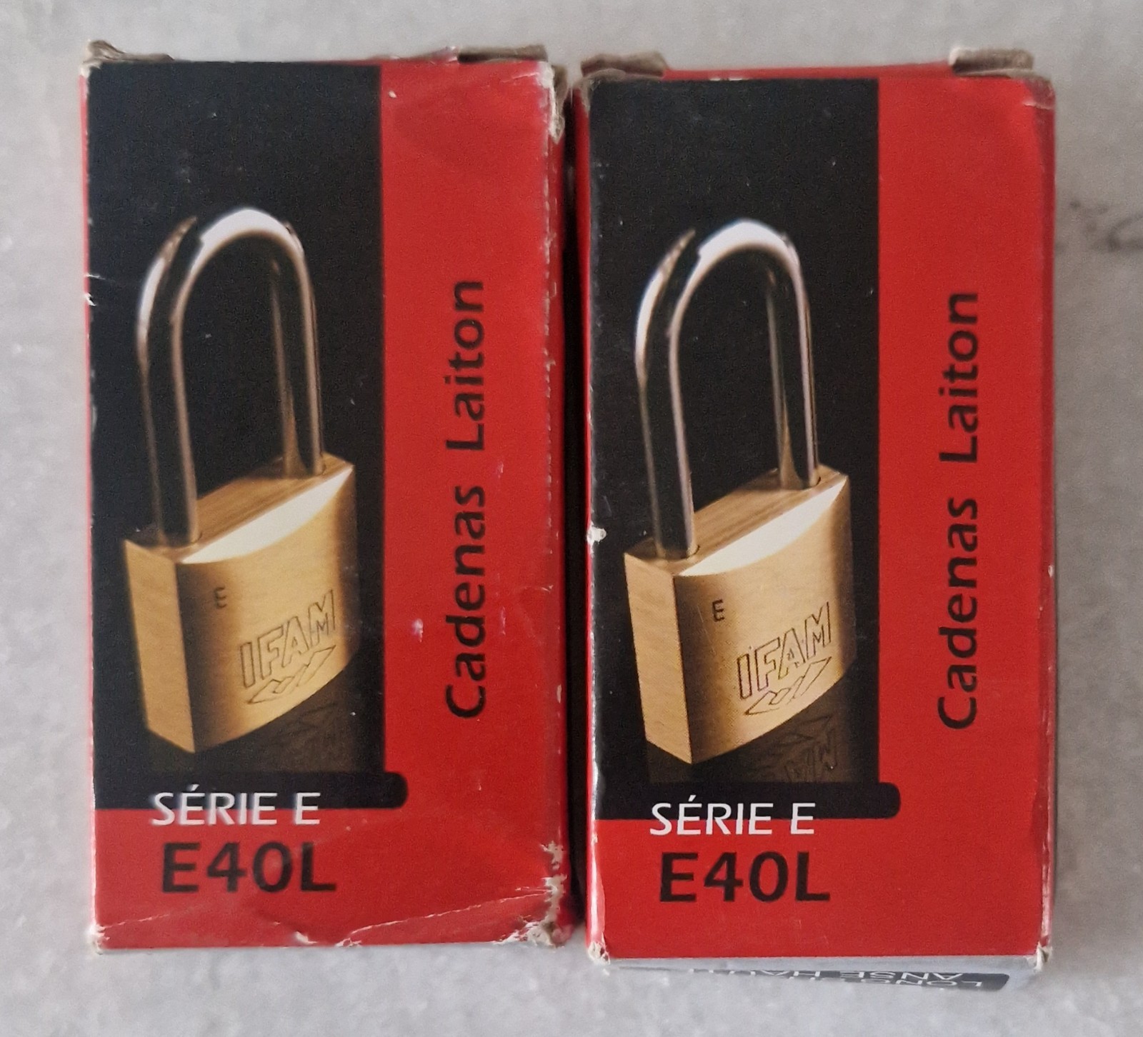 2 X Ifam E40 Brass Padlock Long Shackle 40mm KA (IF34015) KEYED ALIKE