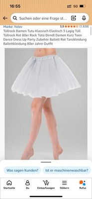 80er Jahre Tüllrock Weiß   Ballett Tutu, Karneval, Party, 40cm, Gr. S-M