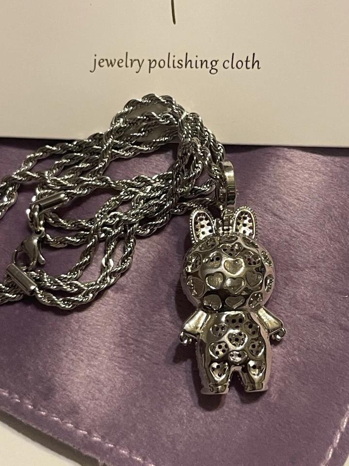 Labubu Pendant  Stainless Steel Silver Plated               22- inch Rope Chain. - Image 3 of 3