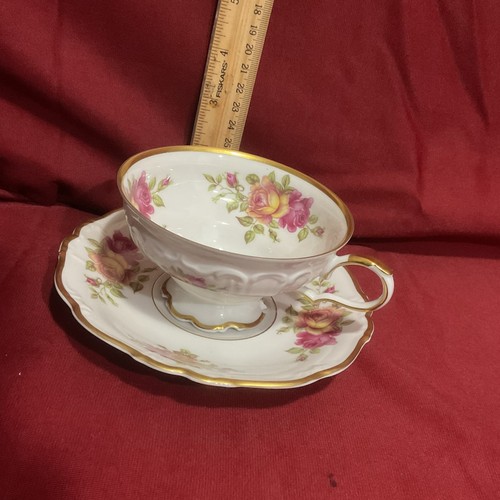 Vtg Edelstein Bavaria Germany Maria Theresia #19287 Footed Teacup & Saucer - Picture 2 of 10