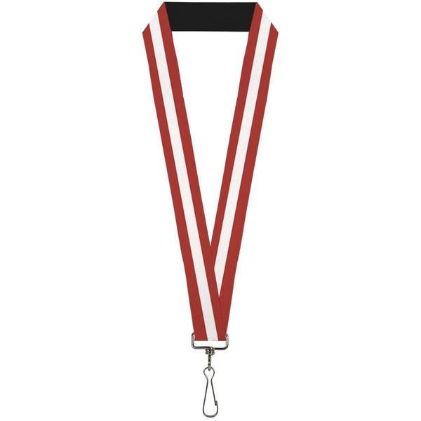 "Buckle-Down Lanyard-1.0\"-Stripes White/Red 22\" X 1\" Multicolor (Us Import)"-image