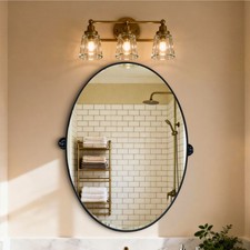 Oval Black Frame Wall Bathroom Mirror Pivot Tilting Vanity Mirror for Over Sink