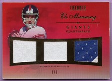 2010 TOPPS TRIBUTE RELIC TRIPLE SWATCH RED ELI MANNING 1/1 #TREM GAME USED PATCH