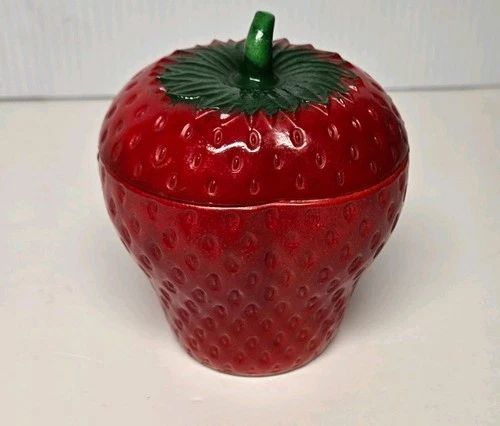 Hazel-Atlas Vintage Milk Glass Strawberry Lidded Jar Jam/Jelly