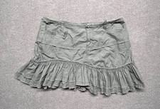 Y2K Sige Olive Green Ruffle Mini Skirt W Size 5 Tiered Fairy Grunge Boho Cotton