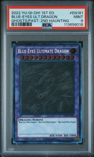 Yugioh PSA 9 Blue-Eyes Ultimate Dragon Ghost Rare 1st Edition GFP2-EN181