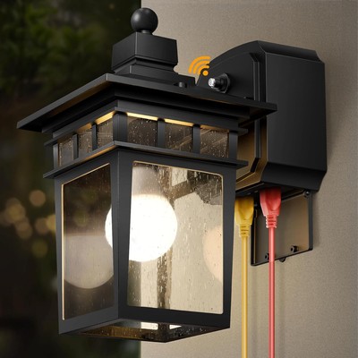 Dusk to Dawn Outdoor Lights with GFCI Outlet Sensor Outside 1-Pack, Black 