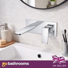 Modern Chrome Wall Mounted Bath Filler & Wall Plate Bath Mixer Tap Bathroom