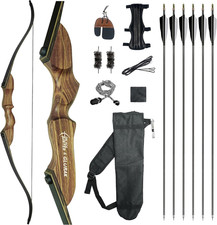 Black Hunter Recurve Bow and Arrow Set, 60'' Wooden Takedown Recurve Bows Packa