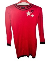 EUC Red  knit Star Sparkle  sequin TOMMY HILFIGER sweater dress - size Small Y2K