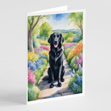 Caroline's Treasures Flat-Coated Retriever Spring Path Greeting Cards Pack of 8