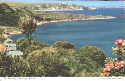 SWANAGE, THE TWO BAYS, Dorset - Vintage POSTKARTE