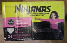 Ninjamas Girls' Bedwetting Disposable Underwear Nighttime Size L Large 68 Count
