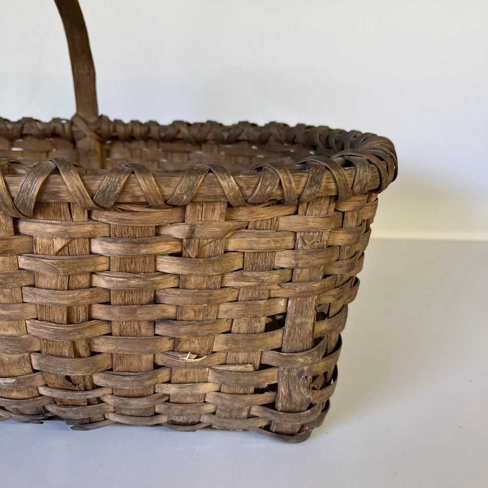 Antigua cesta Taghkanic férula familiar adecuada mango de madera curvada Hudson Valley Foto 4 de 4