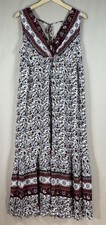 Women L Micro Floral Maxi Dress Beach Everyday Comfort Cottage Boho