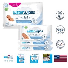 Gentle 3-In-1 Baby Wipes - 99.9 Purified Water, Unscented  , 180 Count