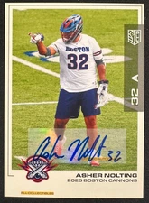 2025 PREMIER LACROSSE LEAGUE PLL ASHER NOLTING SP AUTO #139 BOSTON CANNONS!