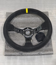 Sale Nrg Deep Dish Steering Wheel 350mm Black Suede Black Center Yellow Marking