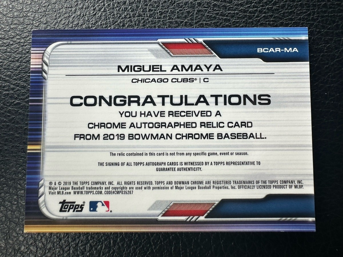2019 Bowman Chrome - Chrome Autograph Relics Miguel Amaya