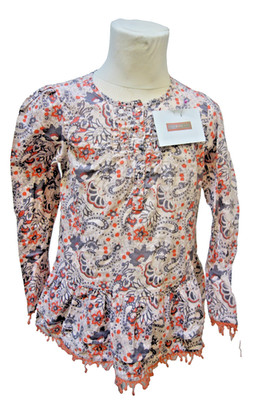 EK2582 Mädchen Bluse von Vertbaudet, rosa/grau, Gr. 122