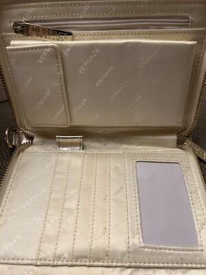 Versace Parfum Perfume Zip Around Gold Wallet Clutch Bag Chain