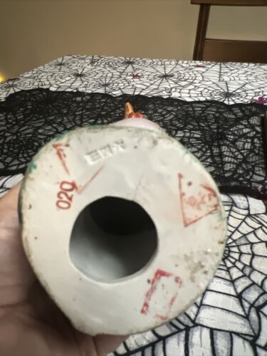 Coppia di antiche statuine gallo in ceramica dipinte a mano XIX secolo - Foto 5 di 9