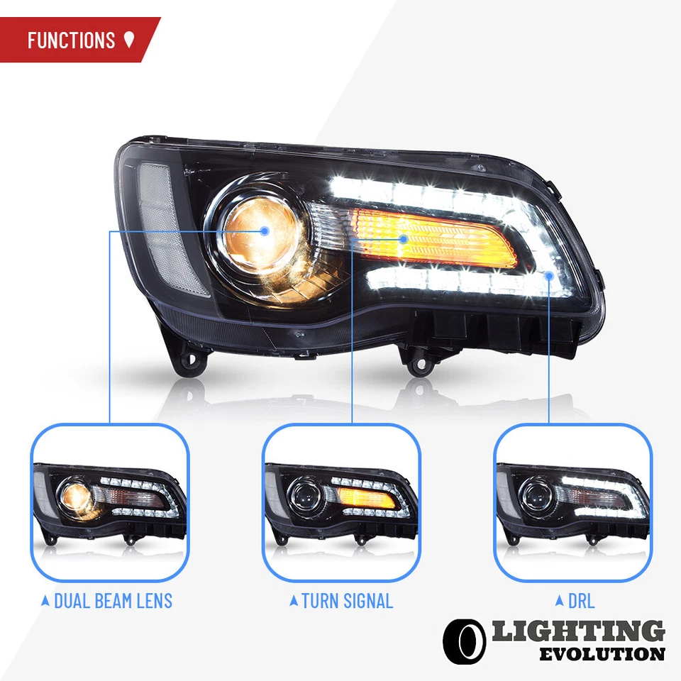 VLAND LED Projector Headlights For 2011-2023 Chrysler 300 Left+Right Assembly - Image 4 of 4