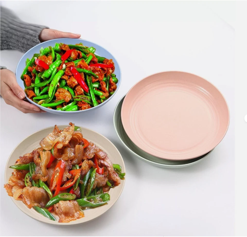 4x Teller aus Weizenstroh Geschirr spülmaschinenfest bio Weizenstrohteller - Bild 2 von 4