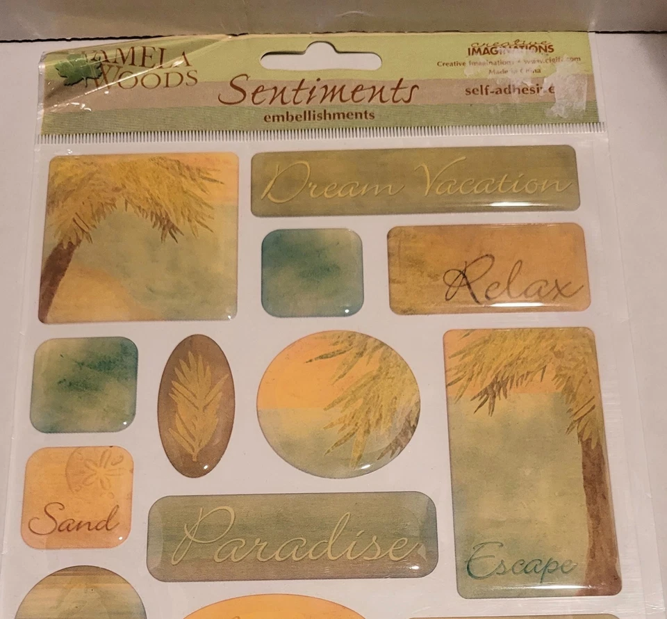 Pegatinas Temáticas Tropicales Pamela Woods Sentimientos Artesanías Álbum de Recortes Playa Foto 3 de 4