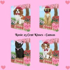 Rosie 25 Cent Kisses Dog Cat Canvas Wall Art Home D cor, 24x36 Inches
