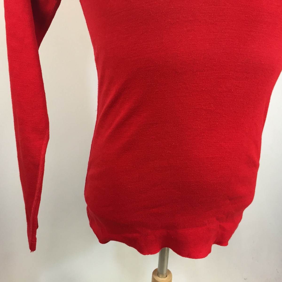 Vintage Healthknit Henley Thermal Long John Shirt Red 80s USA Base 