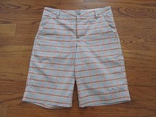 PUMA Golf Junior Boys Size M Orange Gray White Plaid Golf Shorts