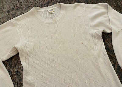 VTG 60s 70s Sears Roebuck Thermal Waffle Knit Long Sleeve Shirt XL