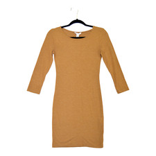 Forever 21 Womens S Camel Brown Bodycon Mini Dress Cross Front Long Sleeve