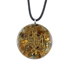 Metatron Orgonit Anhänger mit Labradorit Turmalin Pyrit Edelschungit Gold