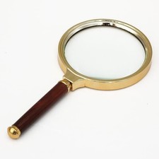 10X Magnification Metal Reading Loupe Wooden Handle 90 Mm