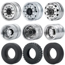 Rubber Tire Metal Front Rear Wheel Rims For 1:14 Tamiya RC Tractor Truck Trailer
