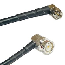 LMR195 Silver SMA MALE ANGLE to BNC MALE ANGLE Coax RF Cable USA Lot