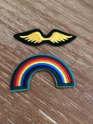 2 Patches Girl Scouts WINGS + RAINBOW Patch Lot BRIDGE TO JUNIORS FLY UP TO