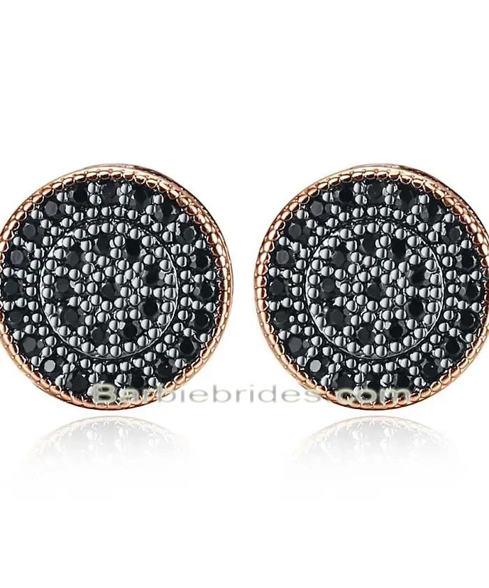 Aretes 3D totalmente helados micro pavé enchapados en oro de 14K circonitas cúbicas para hombres y mujeres Foto 2 de 4