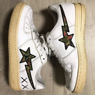 KAWS × BAPE STA leather sneakers a bathing ape shoes NIGO White US