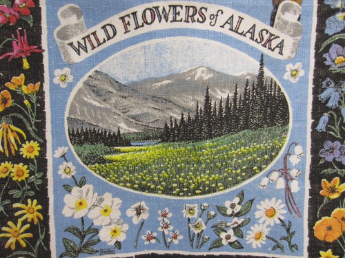 Vintage Linen KAY DEE Wild FLOWERS OF ALASKA Totem Pole TEA TOWEL Dish Towel - Picture 4 of 10