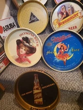 BEER SERVING Trays Vintage Metal 9 trays in total.