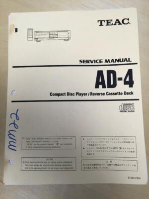 TEAC Service Manual for the AD-4 CD Player Cassette Deck      mp